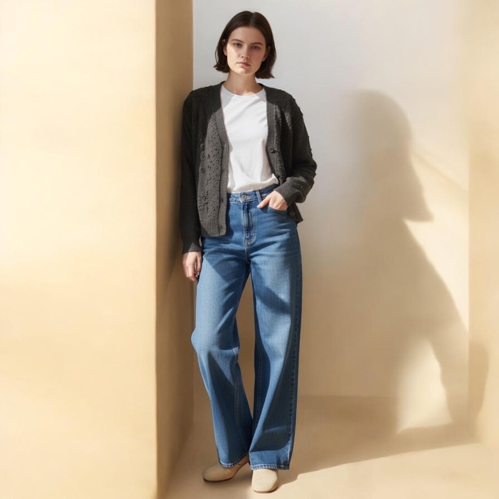 Vintage Heirloom Collectibles Black Beaded Cardigan Sweater, Size Large